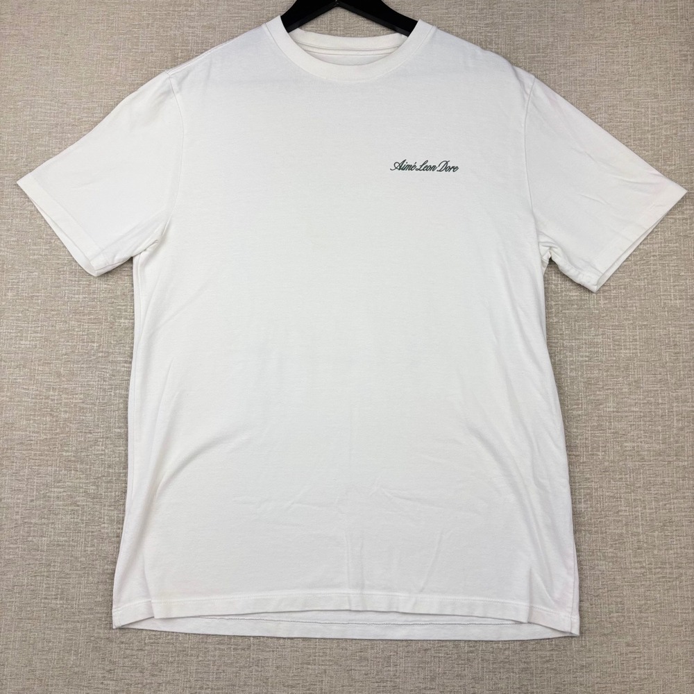 Aime Leon Dore Script Logo Graphic T-Shirt White Mens Large Made in Canada